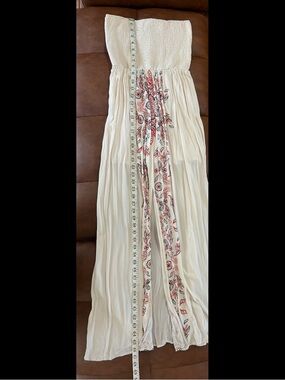 “hint of mint” brand, cream colored, strapless boho dress